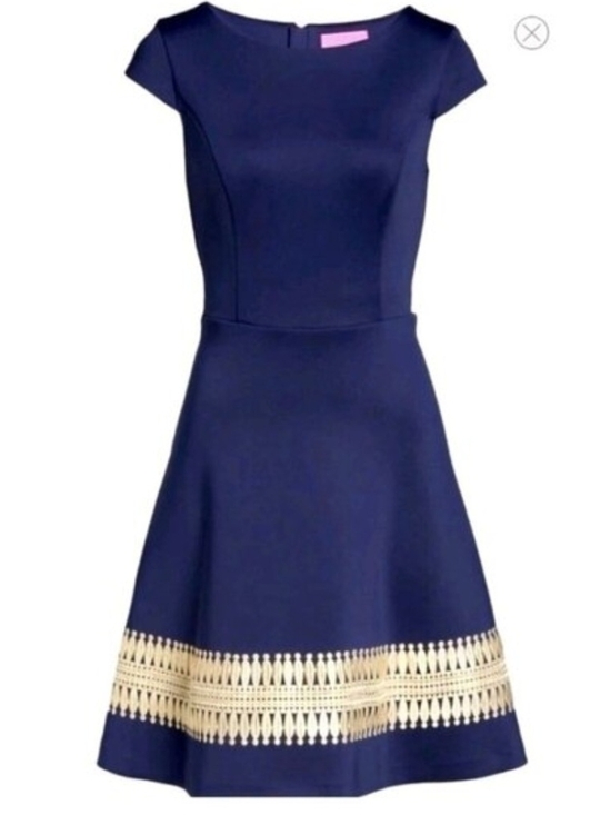 Lilly Pulitzer Dresses & Skirts - Lilly Pulitzer Navy Fit-and-Flare Dress with Cream Trim Size